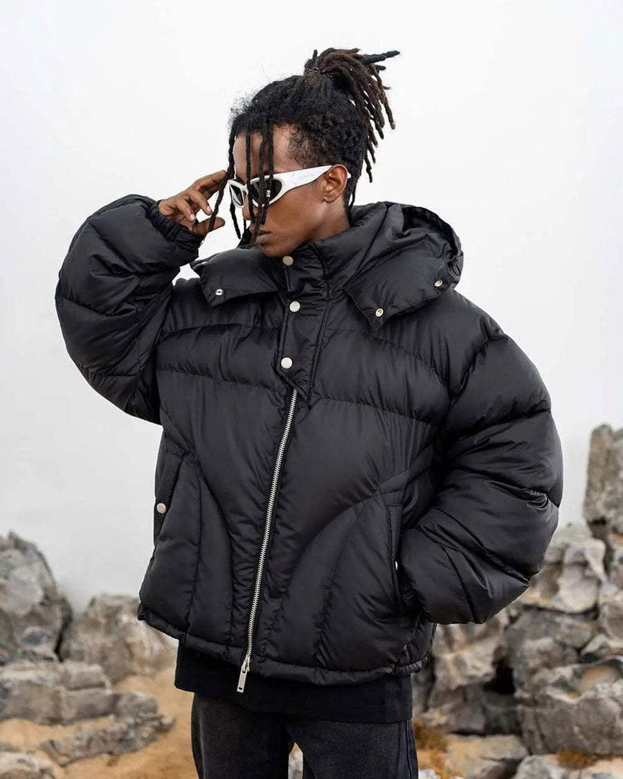 Black Hooded Puffer Jacket