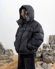 Black Hooded Puffer Jacket
