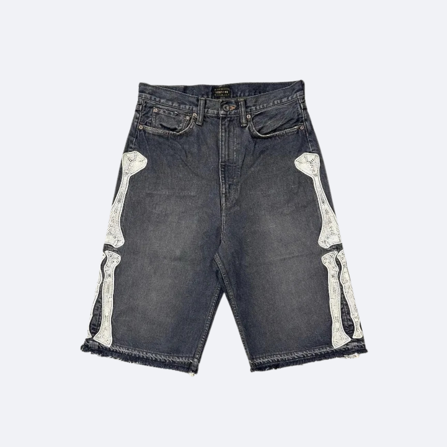 Skeleton Embroidery Loose Shorts