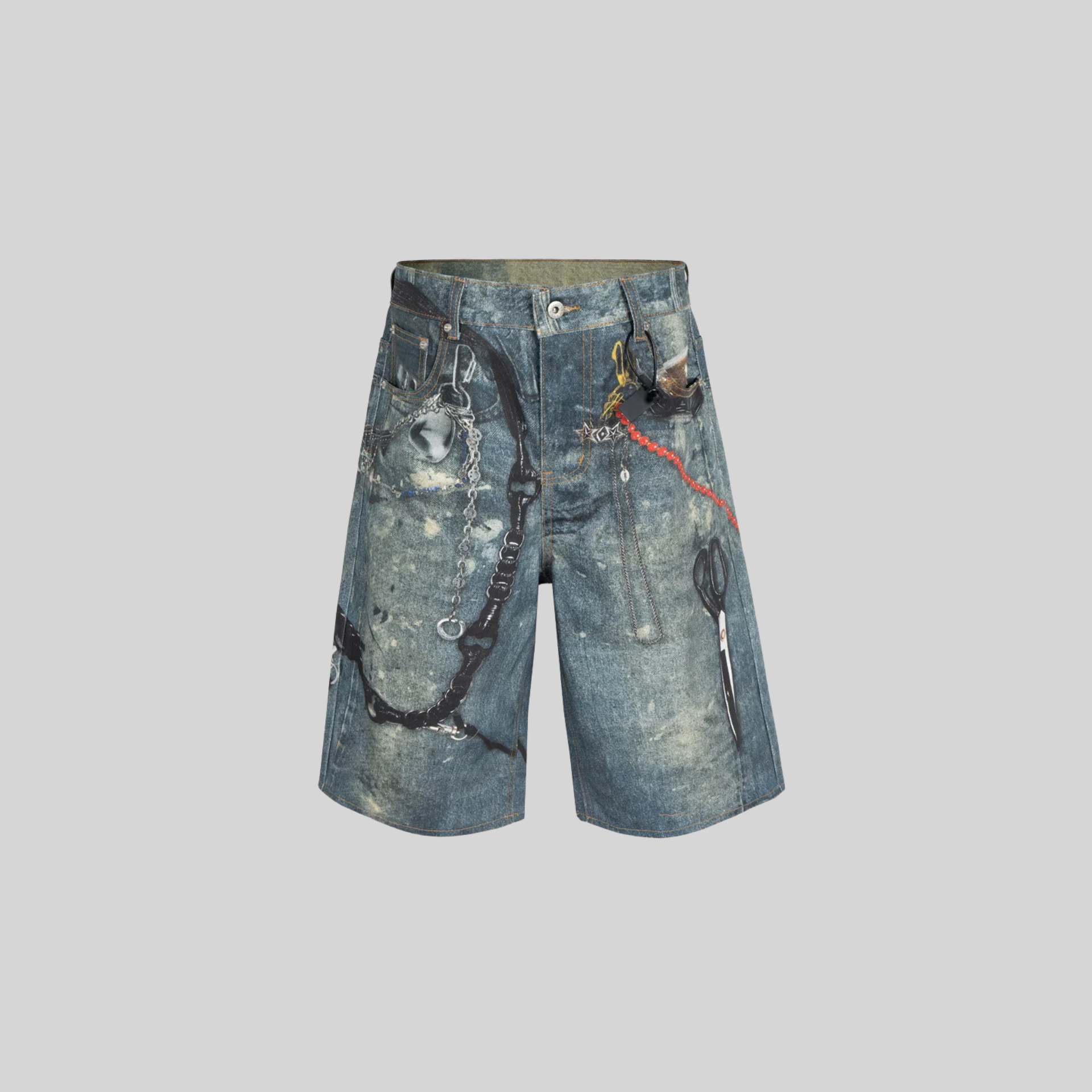Chain Denim Shorts